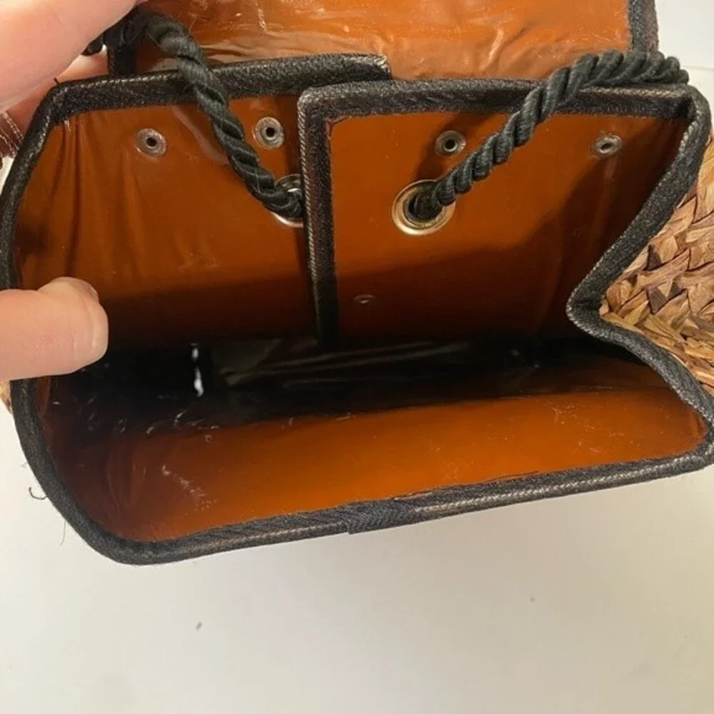 Handmade Brown Straw Backpack Shoulder Bag